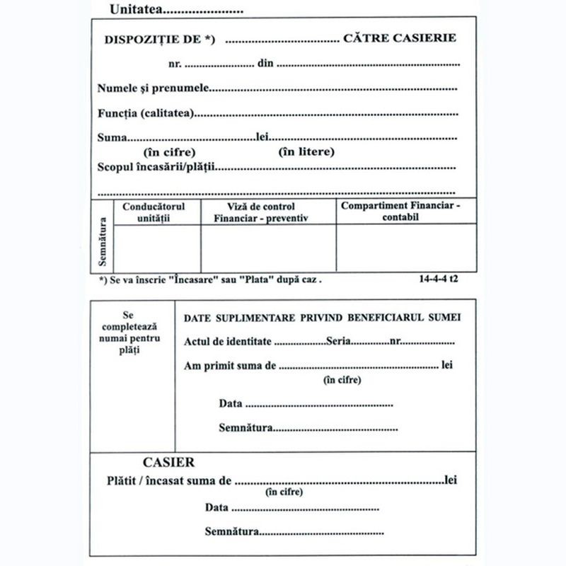 Dispozitie plata caserie, format A6, fata verso - imagine 4